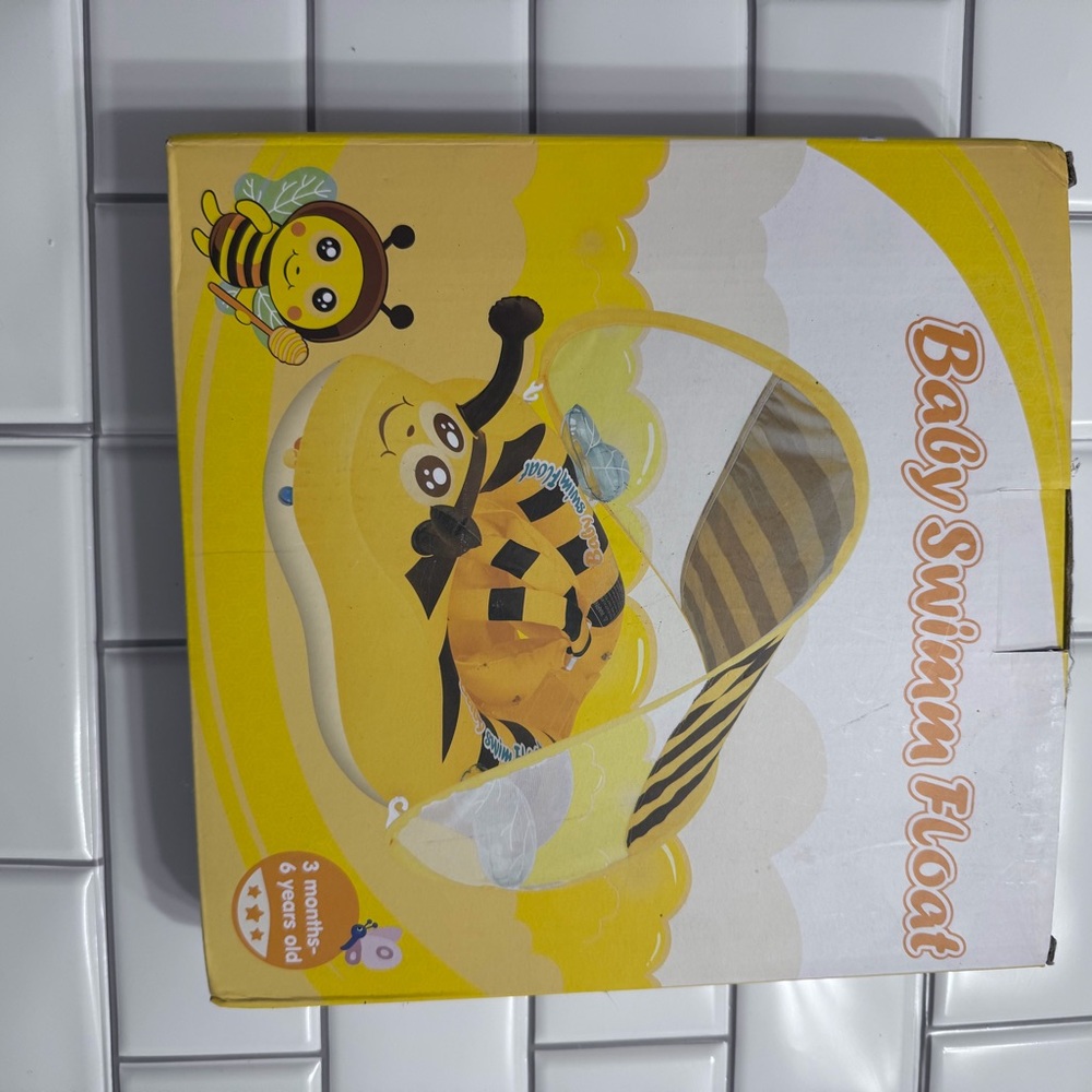 Baby Swimming Float with Canopy - Yellow Bee Design